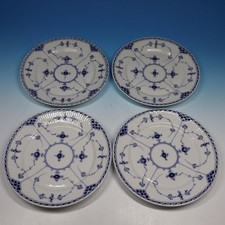 Pizzo pieno scanalato blu Royal Copenhagen - 578 - 4 piatti da pranzo - 83/4 pollici