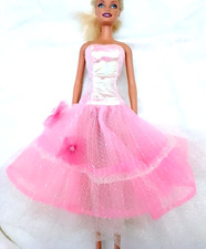 B049 - BARBIE 90s abito principessa rosa chiffon iridescente ampio