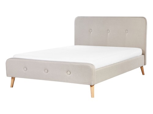Letto imbottito tessuto beige - tessuto,