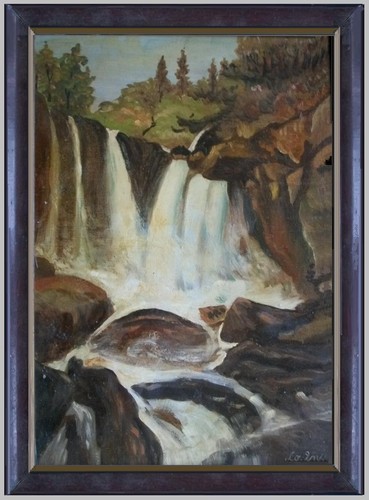 Arte naif cascata - -, dirupo