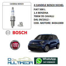 4 CANDELE BOSCH NICHEL FIAT 500 L 1.4 BENZINA 70KW 95 CV CAVALLI
