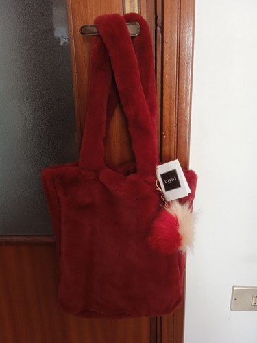 Borsa rossa pelliccia - rossa,