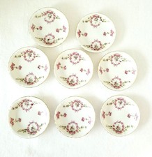Pirkenhammer Corone Rosa Rosa Antiche 3,5" Burro Pats Set di 8 Shabby Cottage