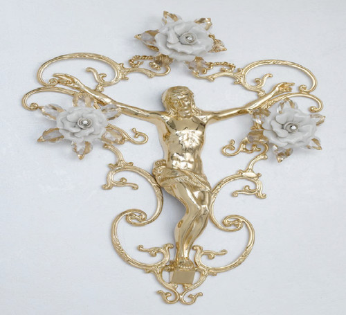 Crocifisso decoro bagno oro - bagno,