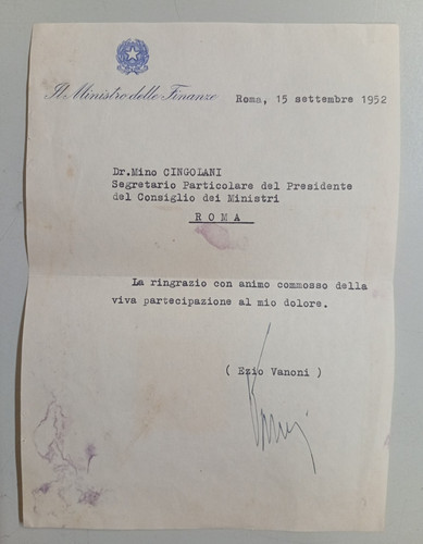 Lettera dattiloscritta ezio - dattiloscritta,