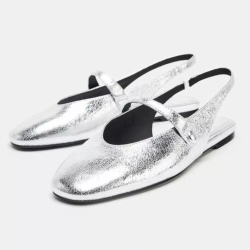 Ballerine argento cinturino - argento,