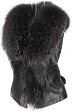 Gilet Di Pelliccia Da Donna in Pelliccia Sintetica, Colore Nero, Gilet Corto, in