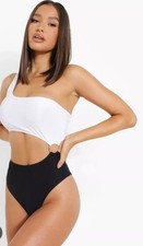 COSTUME TANKINI TAGLIA M NUOVO BIANCO E NERO