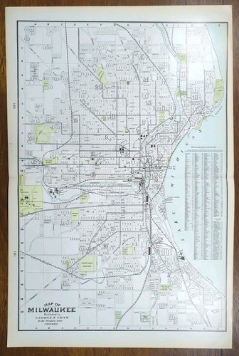 Mappa vintage 1901 milwaukee - vintage,