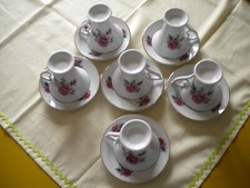 Set 6 tazzine con piattino decorati con rose per tè o cioccolata.