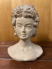 Scultura in terracotta vintage volto femminile
