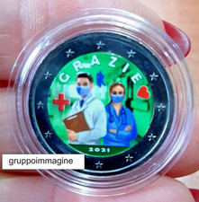 ITALIA -  moneta da 2 Euro PANDEMIA 2021 Grazie professioni sanitarie COLORATA