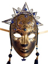 Maschera Veneziana Sole - Metallo E Carta Mache Costume Venezia Italia # 1890