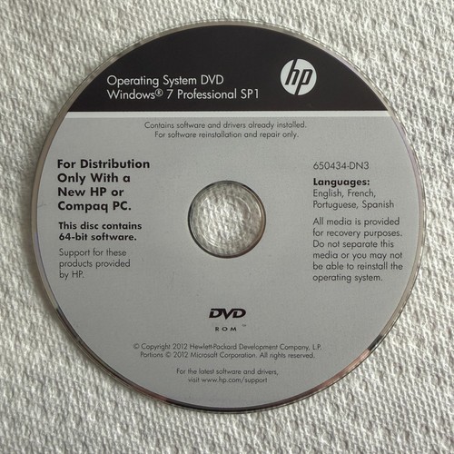 Sistema operativo dvd - hp,