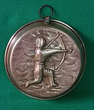 VECCHIA FORMELLA RAME BUDINO BUDINIERA DOLCI STAMPO ZODIACALE SAGITTARIO. DF4