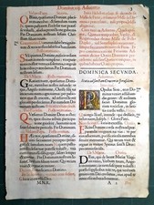 PAGINA DI MESSALE CATTOLICO del 1628 con capolettera P con San Pietro e Paolo