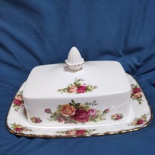 Piatto Burro Vintage Royal Albert Old Country Roses Rettangolare Coperto Inghilterra BELLO!