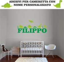 adesivi stickers pareti muri Bambini nome dinosauri CM. 100x42