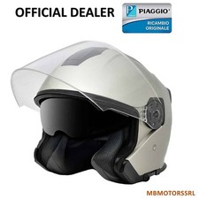 CASCO MOTO SCOOTER PIAGGIO GLOSS GREY DOPPIA VISIERA FUME' OMOLOGATO TAGLIA XL