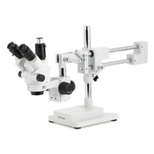 AmScope 7X-45X Simul-Focal Stereo Bloccabile Zoom Microscopio W Doppio Arm Boom