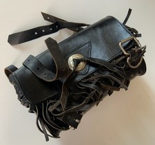 Sacca barilotto da moto, borsa in pelle stile biker usata