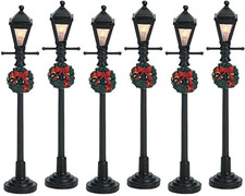 Christmas, Set Di 6 Mini Lampioni Con Lanterna a Gas, 64499, Funzionamento a Bat