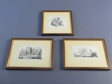 Quadri antichi in miniatura putti alati incisioni su carta cornice legno XIX Sec