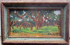 N. POLESE (1910-1995) - SOTTOBOSCO - MINIATURA - VECCHIO QUADRO DIPINTO OLIO