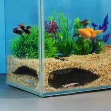 Tunnel angolare sotterraneo in plastica 3D ​testurizzato per acquario vasca grotta