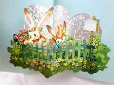 BIGLIETTO AUGURI PASQUA GRAFICA POP UP  GEORGE STEIB ILO 1950 VINTAGE BUNNY