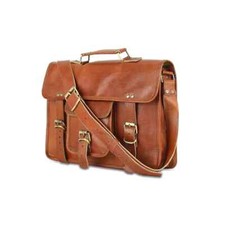 Borsa da uomo fatta a mano in vera pelle vintage grassa per laptop valigetta ...