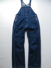 Levi's OVERALLS salopette bavaglino jeans pantaloni taglia L tuta denim indaco scuro, CULT!