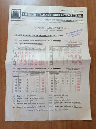 Torino 1947 listino firat - 1947,