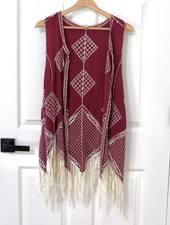 Gilet lungo ricamato bordeaux