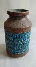Vaso in ceramica smaltata blu, attribuito Aldo Londi per Bitossi, anni '60, nume