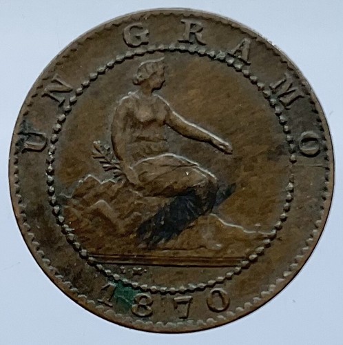 Cent 1870 spain copper coin - cent,