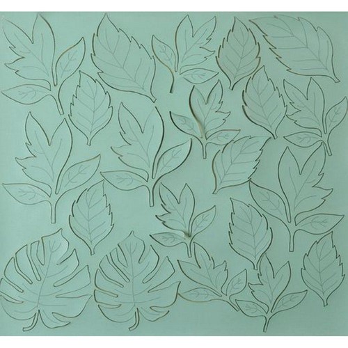 Eco pelle nappa - foglie, celeste
