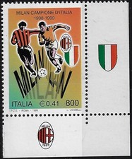 1999 italia repubblica Milan Campione doppia app. in angolo MNH