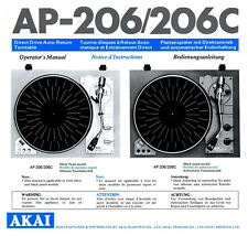 Akai AP-206 AP-206C Turntable Owners Instruction Manual
