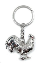 Gallo Pollo Stolzierend Argento Portachiavi Ciondolo