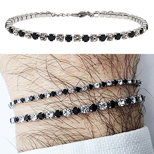 Bracciale tennis bianco - e, nero