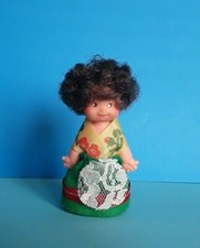 "FIBA", mini bambola, vintage anni 70,plastica rigida,vestiti originali, h.9 cm.