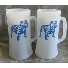 2 tazze birra cane toro blu bianco smerigliato