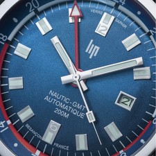 Orologio automatico Lip Grande Nautic True GMT Miyota 9075 - quadrante blu e cinturino in gomma