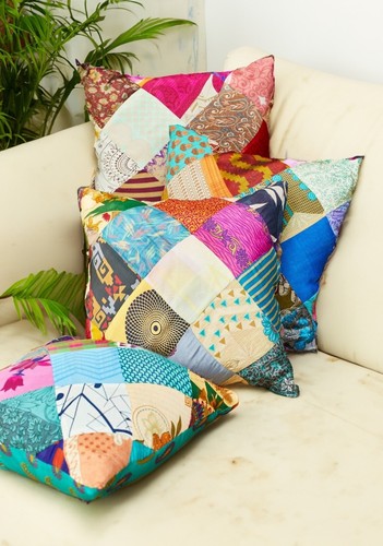 Copricuscino patchwork sari - patchwork,