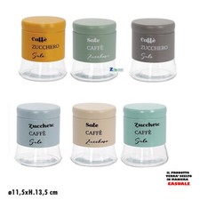 BARATTOLO DA CUCINA VETRO-ACCIAIO SALE ZUCCHERO CAFFE' ART.70287
