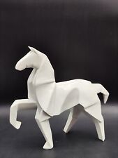 STATUA SCULTURA GEOMETRICA CAVALLO RESINA SMALTATA COLORE BIANCO SOPRAMMOBILE