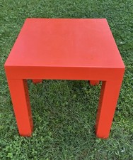 Tavolo Parsons plastica stile Kartell rosso arancione quadrato vintage metà secolo 16"