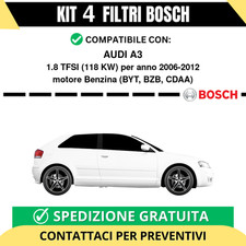 KIT BOSCH 4 Filtri tagliando per AUDI A3 1.8 TFSI 118 kw Benzina 2006-2012