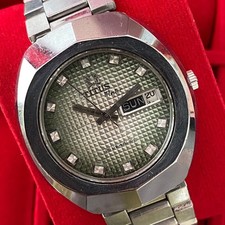 RARO TITUS Matic Orologio Automatico Argento Quadrante Verde Vintage Uomo...